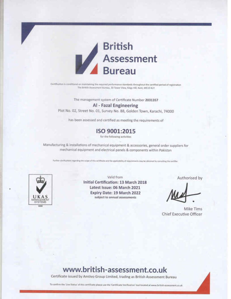 ALFAZAL ISO 9001-2015 CERTIFICATE