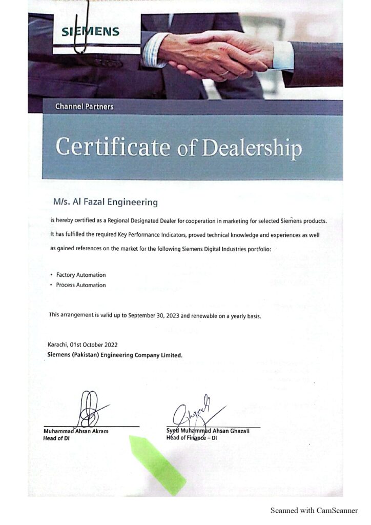 Siemens dealership certificate 2023